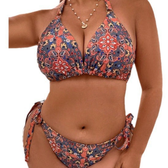 Damen Triangel-Bikini mit verstellbaren Trägern und leidenschaftlichem Floral-Design Echo Archiv