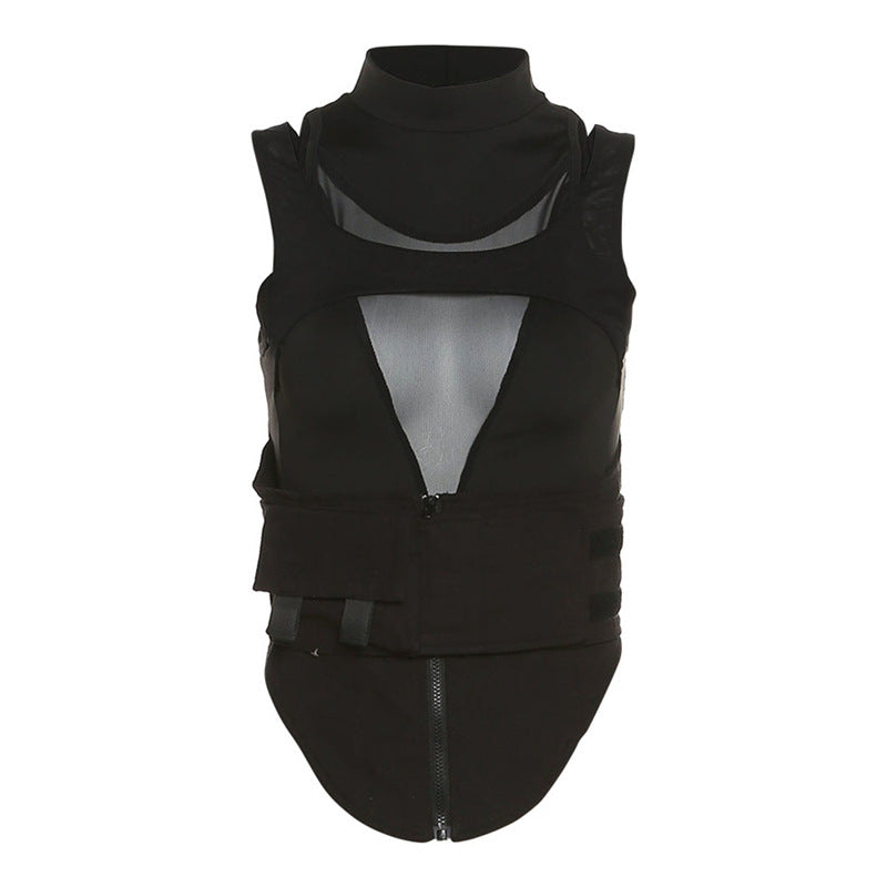 Damen Sportliches Tanktop mit innovativem hochgeschlossenem Design und verstellbaren Riemen Echo Archiv