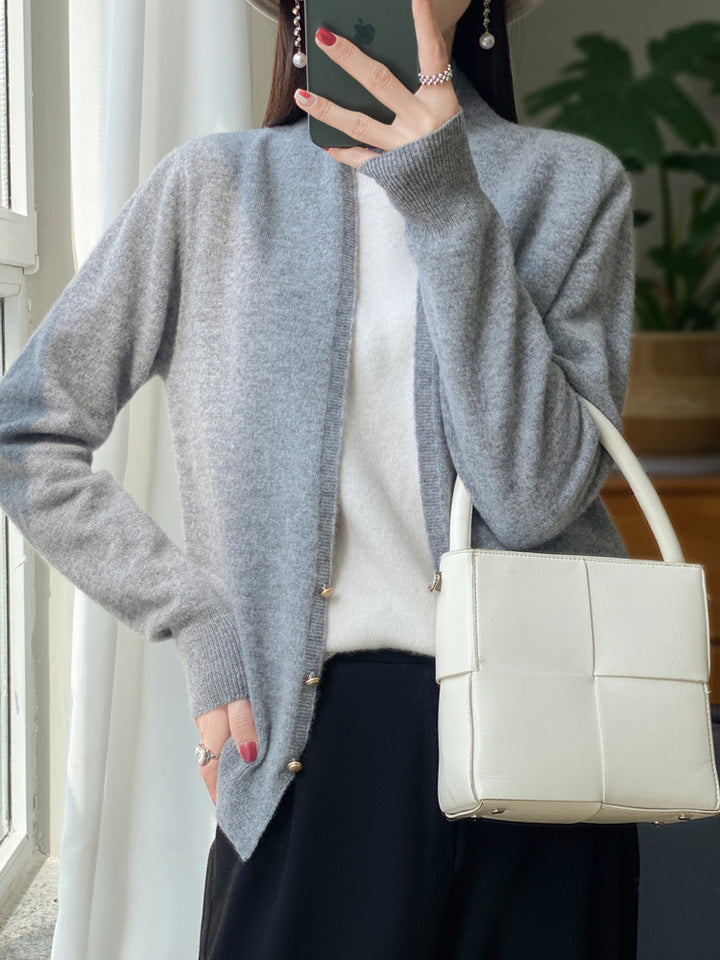 Damen Offener Feinstrick-Cardigan im Mohair‑Look mit geradem Saum und schmalen Bündchen Echoarchiv