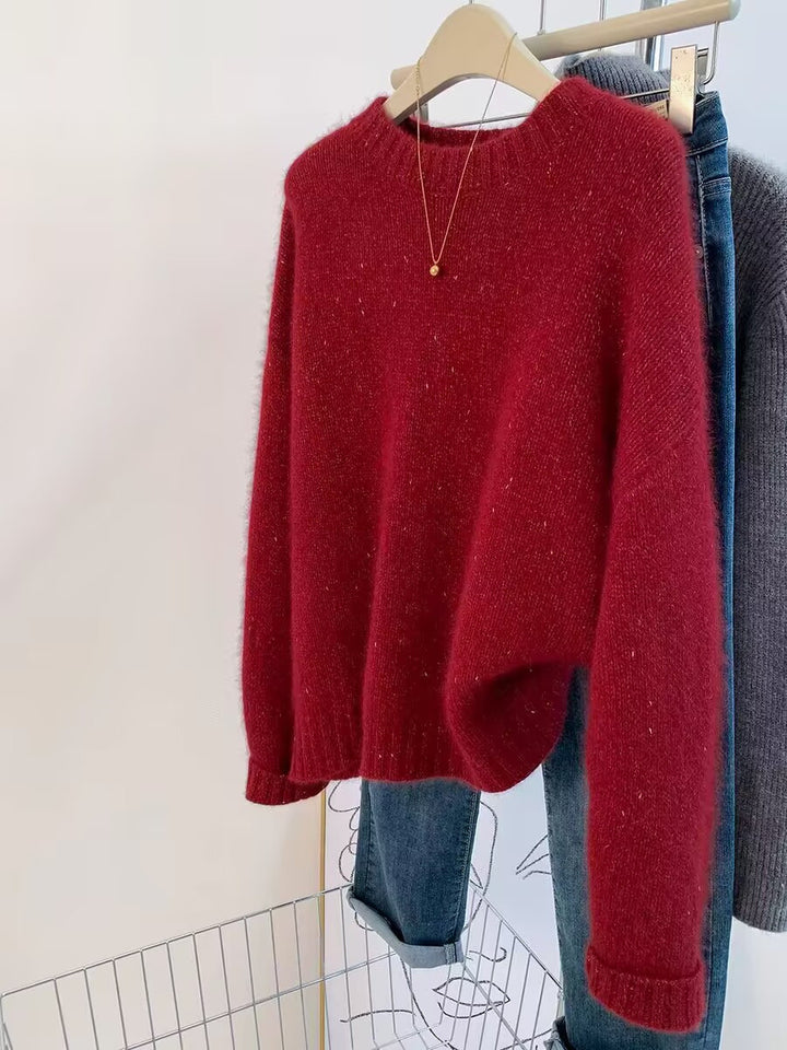 Damen Kuscheliger Oversize‑Pullover im Mohair‑Look mit Rundhalsausschnitt und dezentem Glitzereffekt Echoarchiv