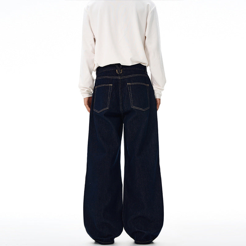 Herren Extraweite Bodenlange Palazzo-Denimhose mit hohem Bund und markanter Saumfaltung Echo Archiv