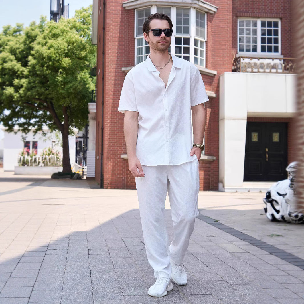 Herren stilvolles Kurzarm-Hemd und Hose Set Echoarchiv