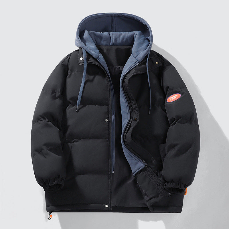 Herren oversized Steppjacke mit zwei Lagen und integrierter kontrastfarbener Kapuzeninnjacke sowie thermischer Isolierung – Marzano