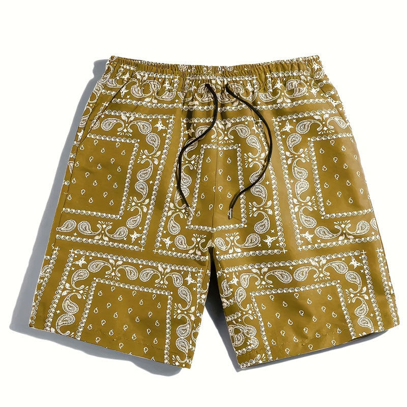 Herren Badeshorts aus atmungsaktivem Material mit modernem Paisleymuster Echoarchiv