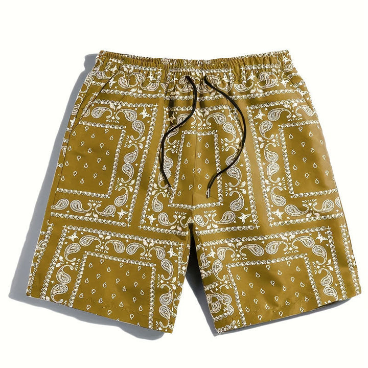 Herren Badeshorts aus atmungsaktivem Material mit modernem Paisleymuster Echoarchiv