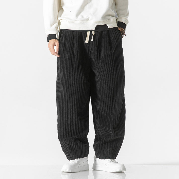 Herren nan weite Breitcord-Hose mit elastischem Bund, Kordelzug und tiefen Eingrifftaschen Echo Archiv