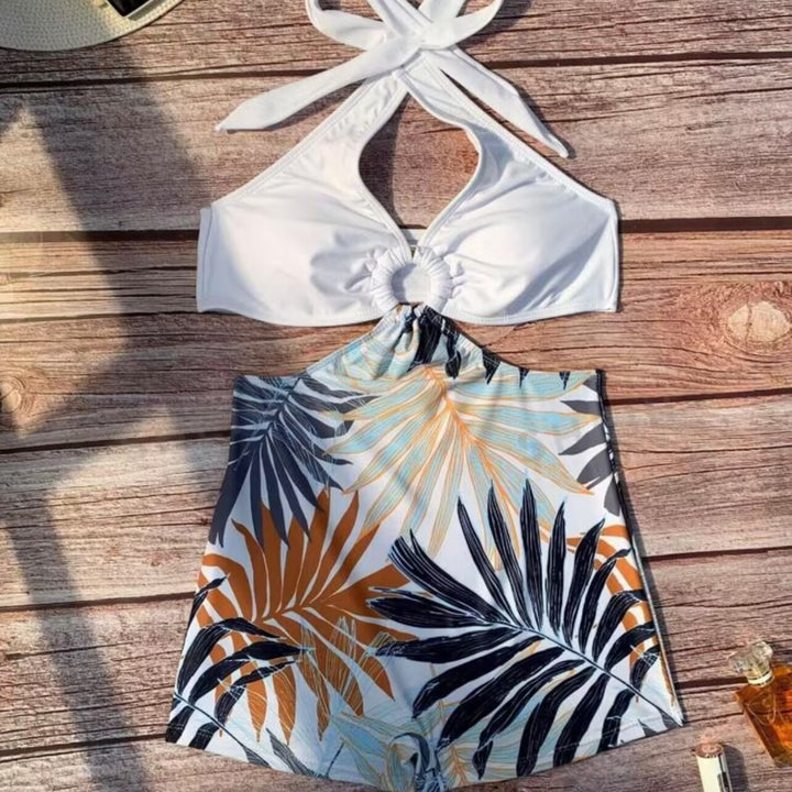 Damen Bikiniset mit hoch geschnittenem Hosenrock und elegantem Knoten Echo Archiv