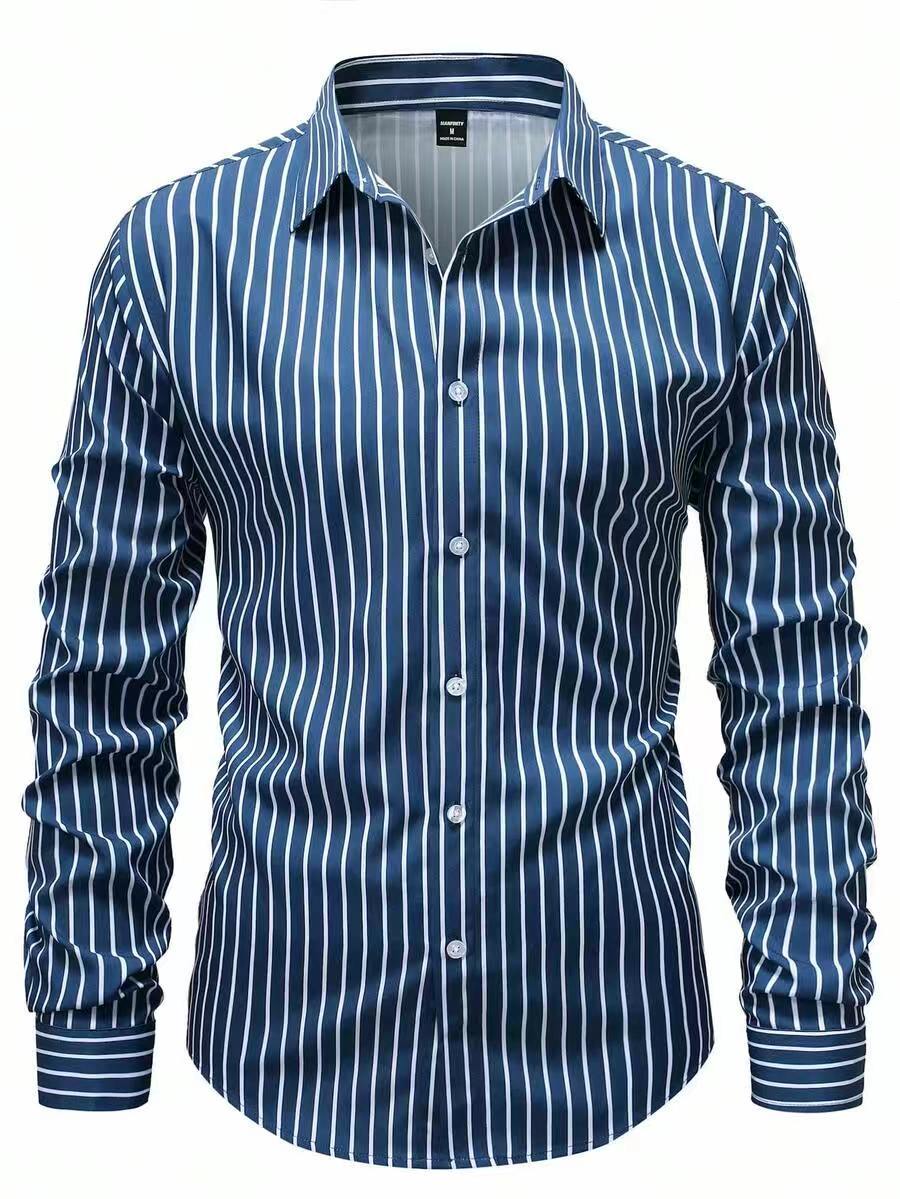Herren Slim-Fit Hemd mit vertikalem Streifenmuster Echoarchiv