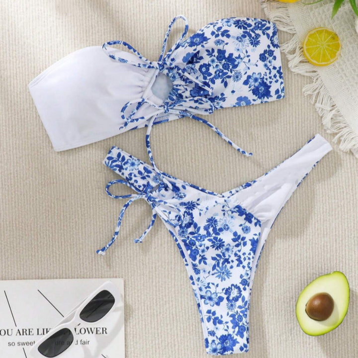 Damen Bandeau-Bikini Set mit floralem Design Echo Archiv