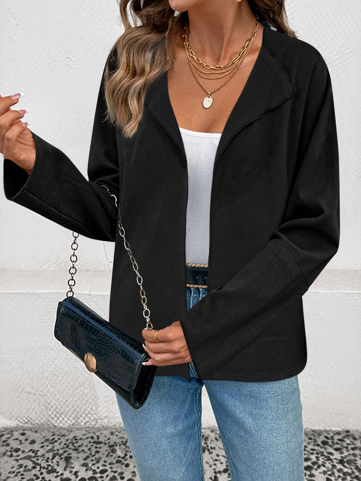 Damen Leichter Offener Blazer mit fallendem Revers und weiten Ärmeln Echoarchiv