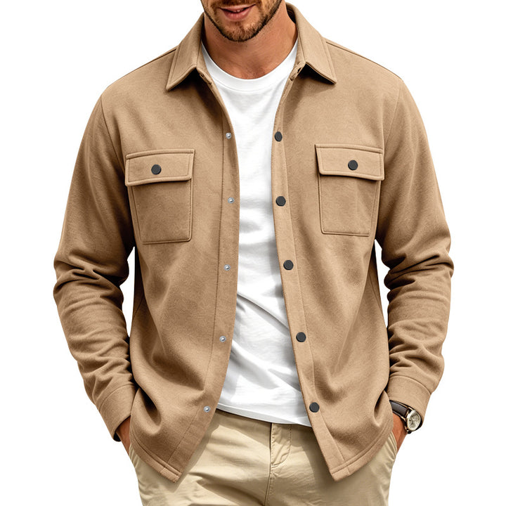 Herren Overshirt-Jacke aus Baumwollmischung mit Druckknöpfen und doppelten Brusttaschen Echoarchiv