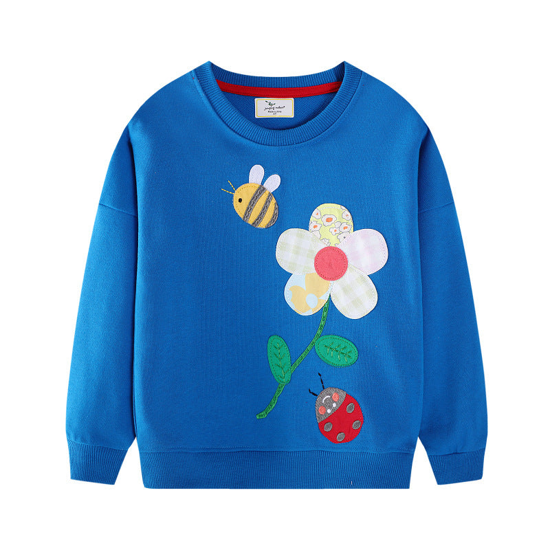 Damen Sweatshirt mit fröhlichem Blumen- und Insektenmotiv Echo Archiv