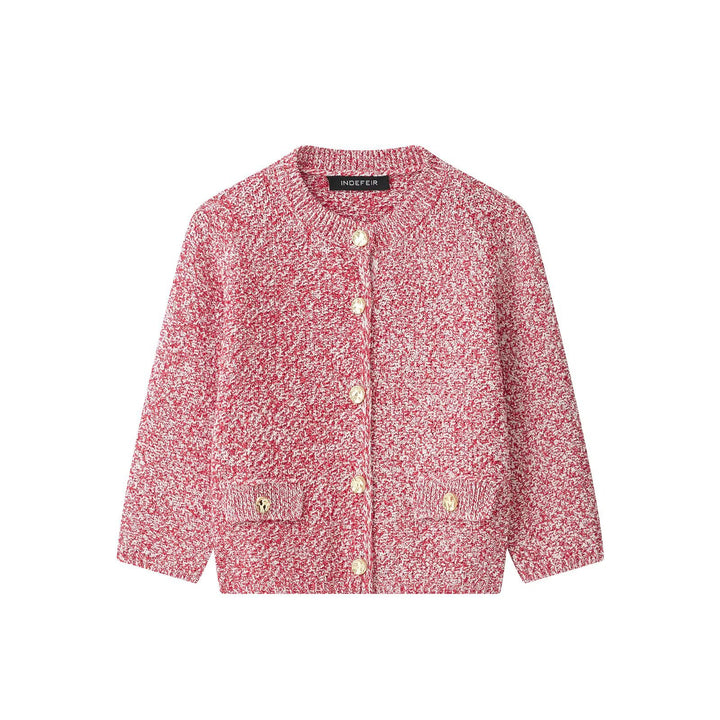 Damen Bouclé‑Strickjacke im Boxy‑Cut mit Perlmuttknöpfen und aufgesetzten Taschen Echo Archiv