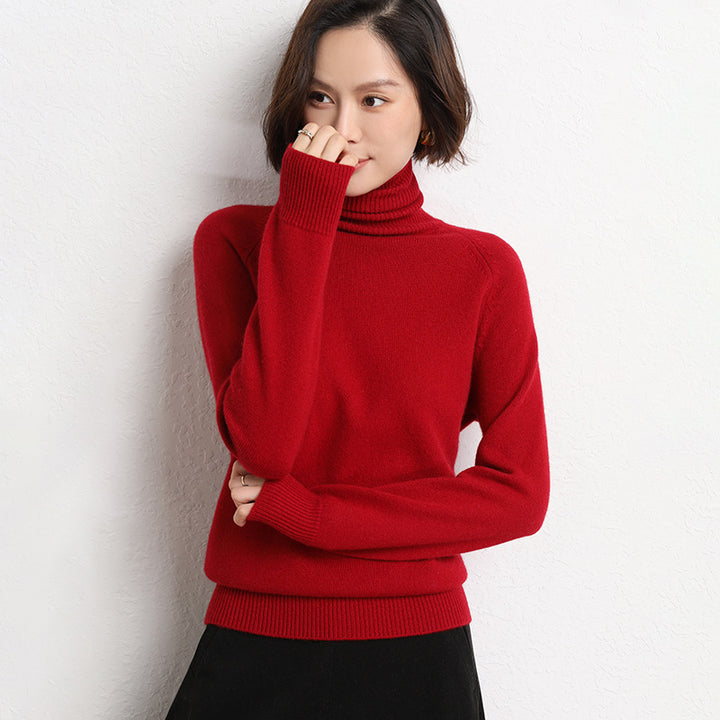 Damen Schlanker Rollkragenpullover aus feinem Strick mit Raglanärmeln Echoarchiv