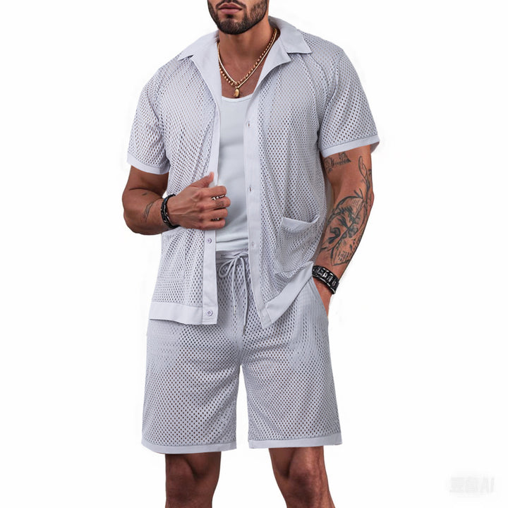 Herren leichter Mesh-Sommeranzug mit praktischen Taschen und atmungsaktivem Design Echoarchiv