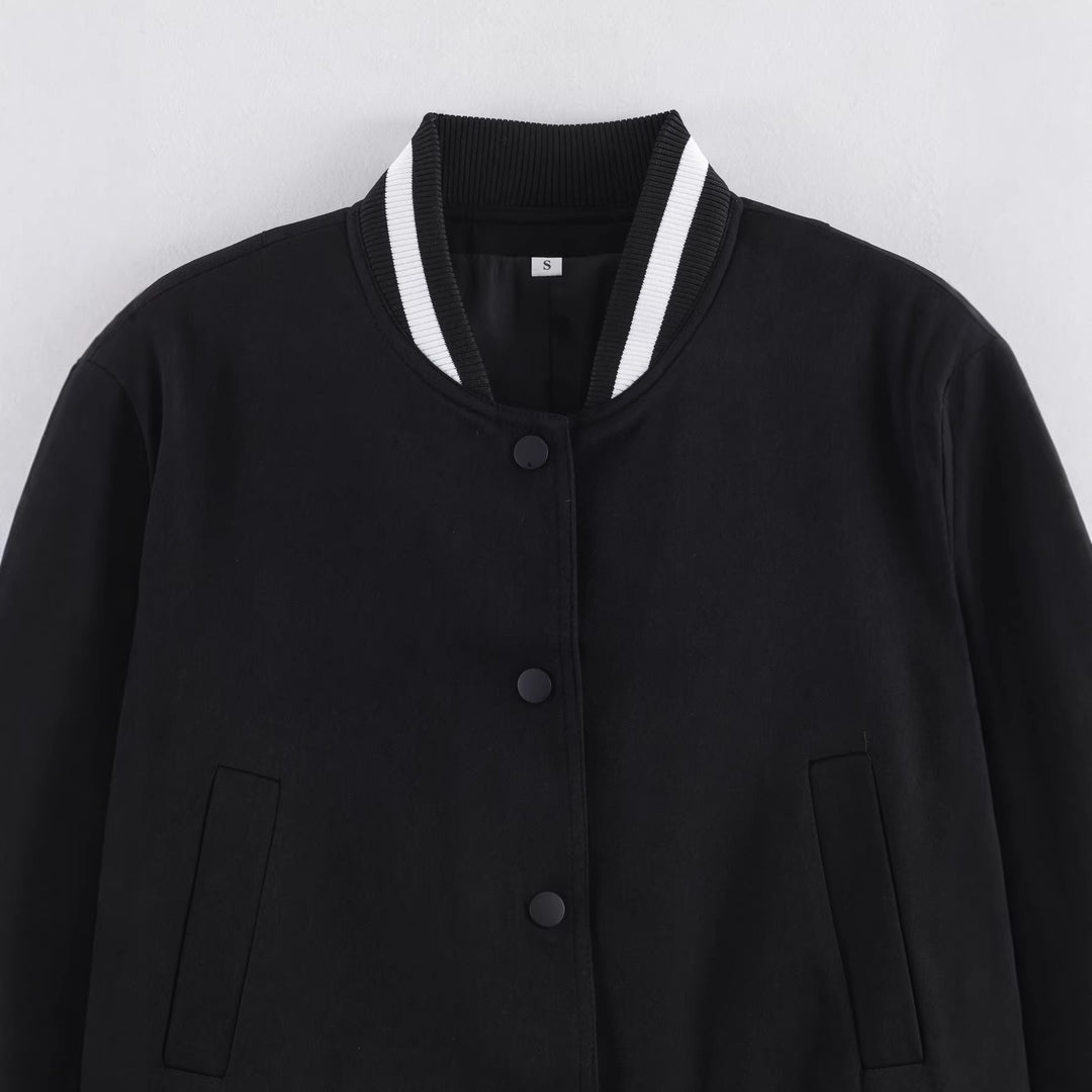 Damen Cropped-Boxy-Bomberjacke mit Rippbündchen und Druckknopfleiste Echoarchiv