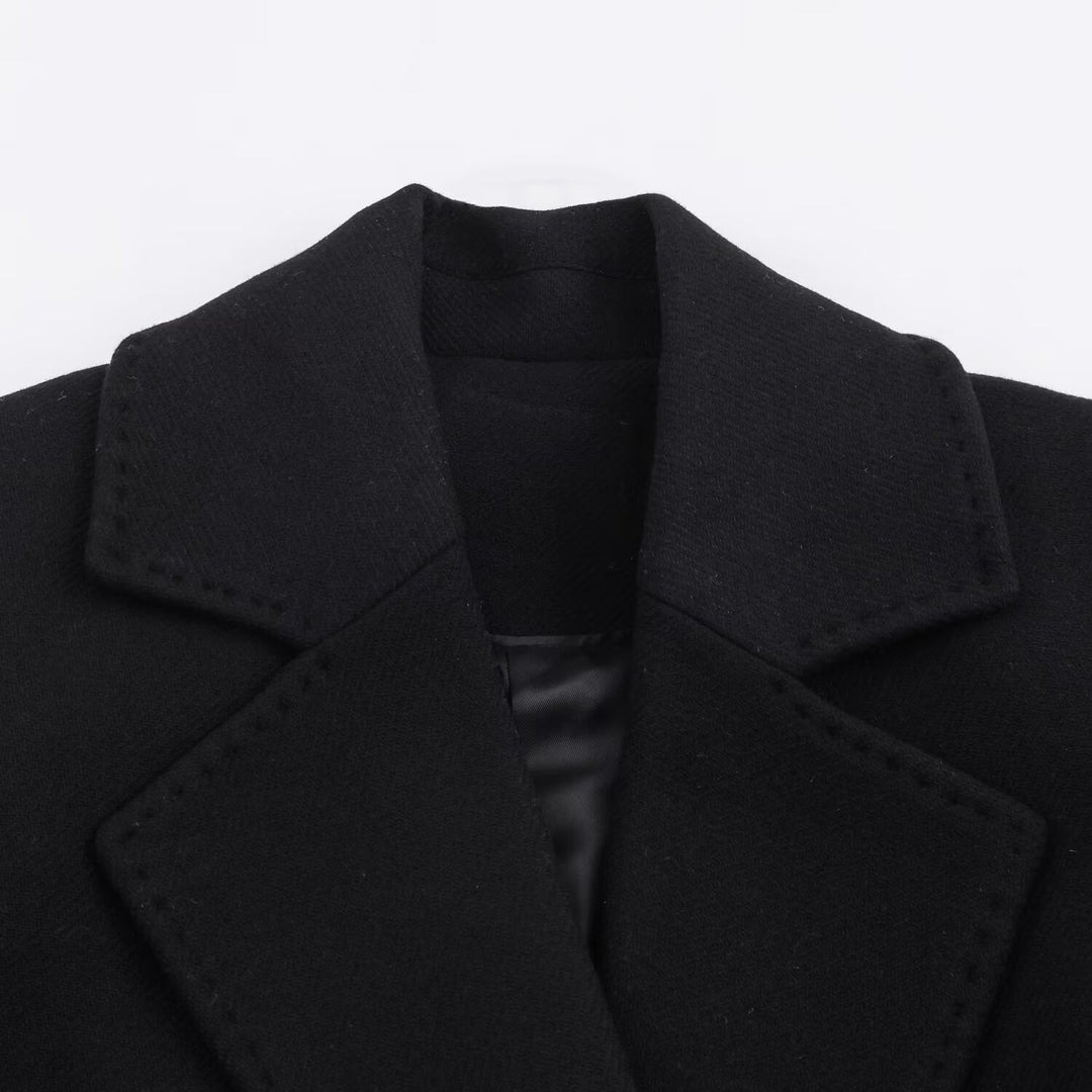 Damen Longline-Mantel mit breitem Revers und Bindegürtel Echo Archiv