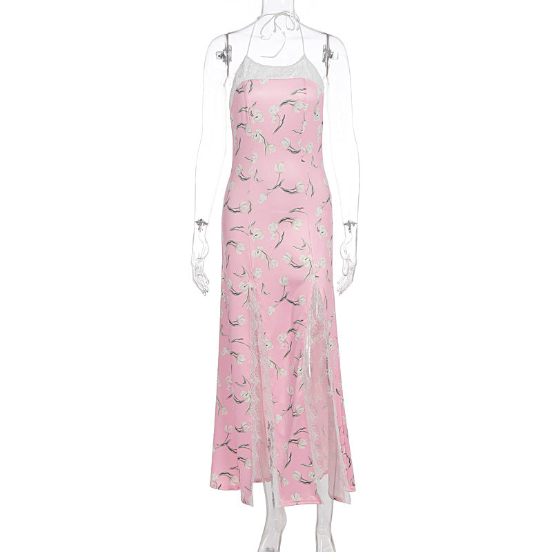 Damen Maxikleid mit floralem Muster und transparenten Einsätzen Echo Archiv