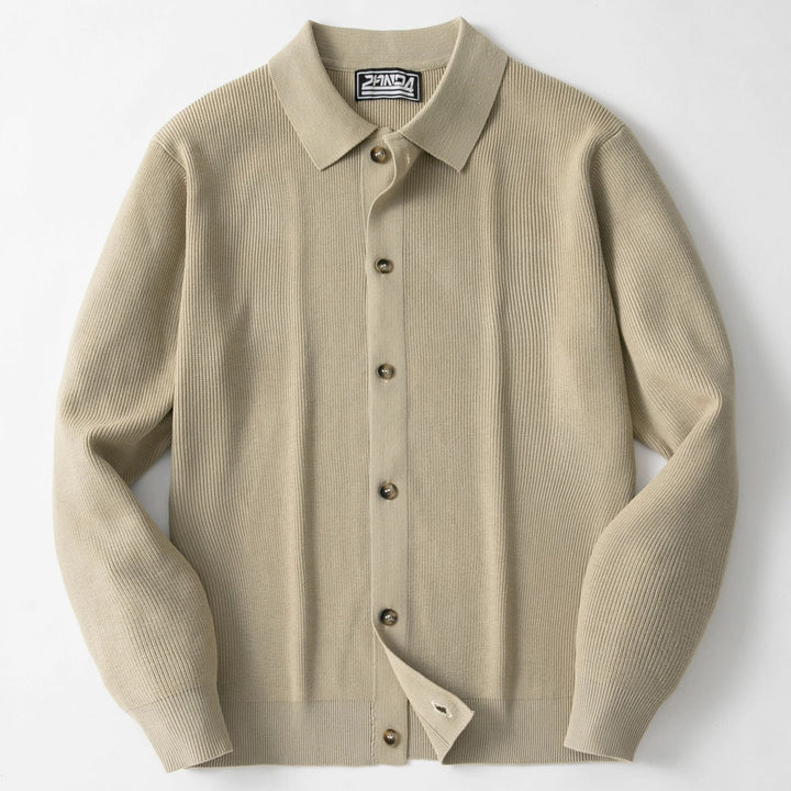 Herren Strickjacke mit modernem Kragen und hochwertigen Knöpfen Echoarchiv