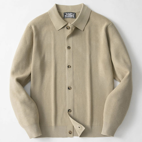 Herren Strickjacke mit modernem Kragen und hochwertigen Knöpfen Echoarchiv