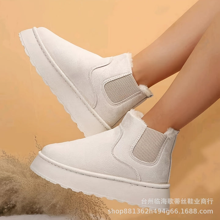 Damen Gefütterte Chelsea-Winterbooties mit elastischem Einsatz und Teddyfellfutter – Lioré