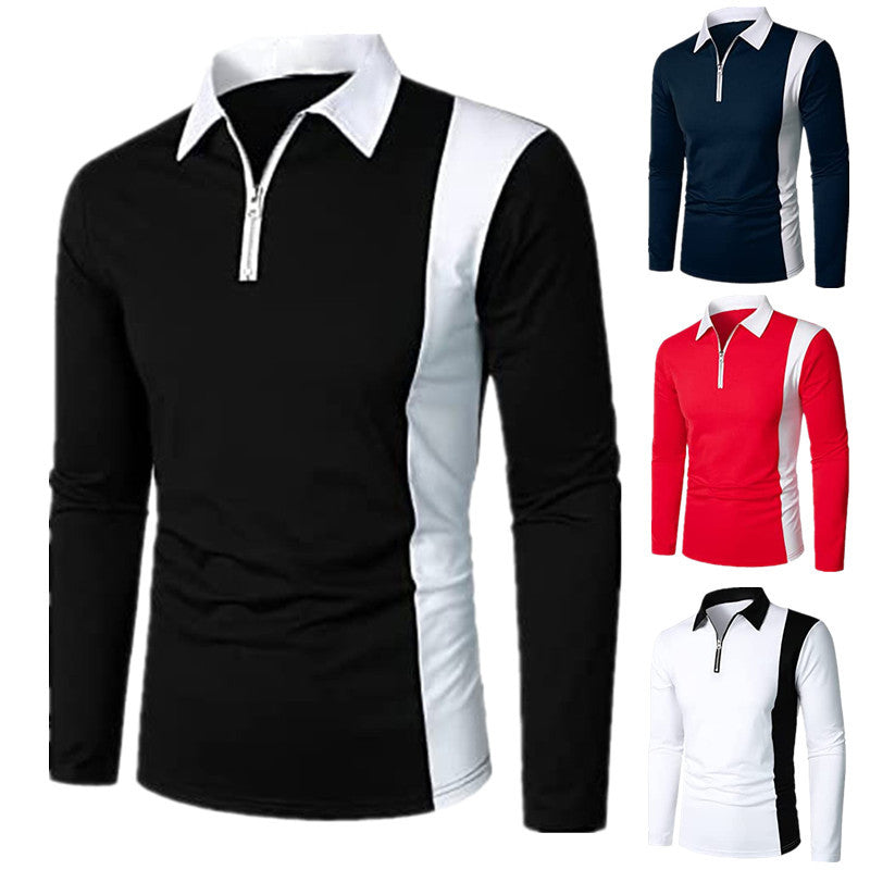 Herren Langarm Polohemd mit sportlichem Zip-Design und modernen Farbdetails Echoarchiv