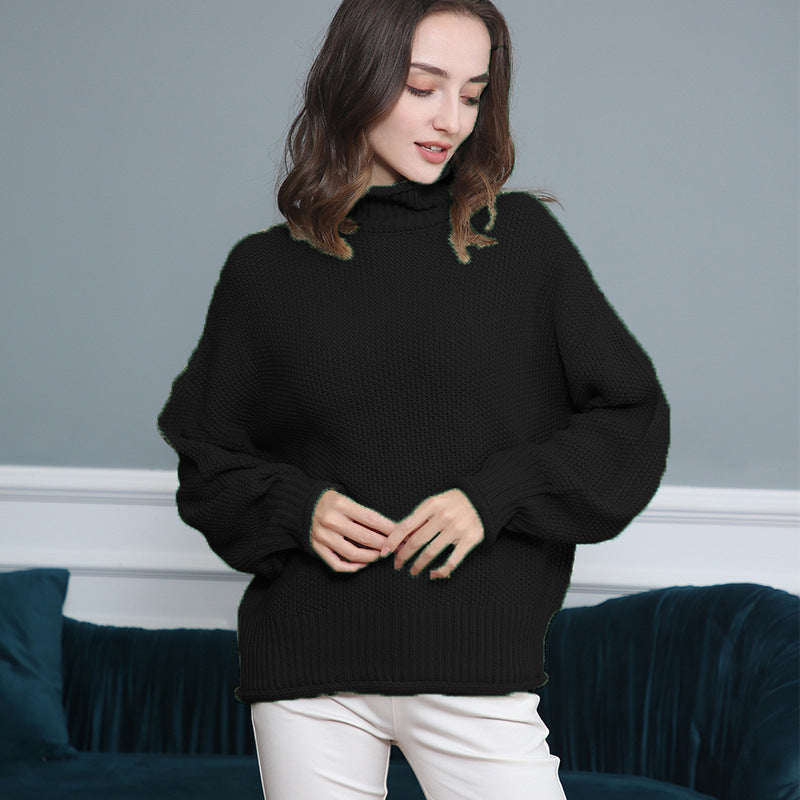 Damen Grobgestrickter Rollkragenpullover mit Ballonärmeln Echo Archiv