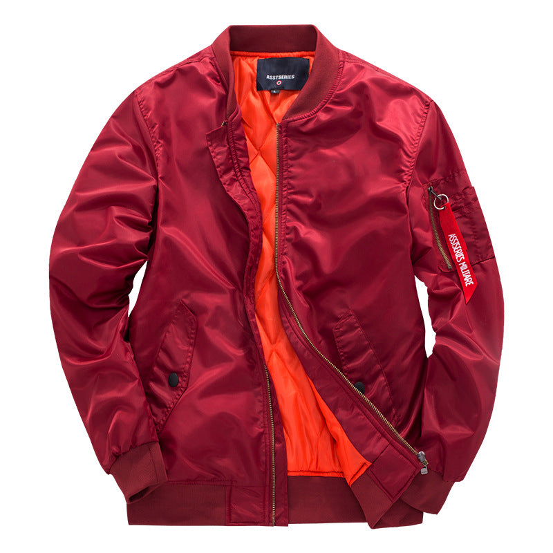 Men's minimalist nylon flight bomber with low-profile front pockets and zip sleeve tag – Brevano