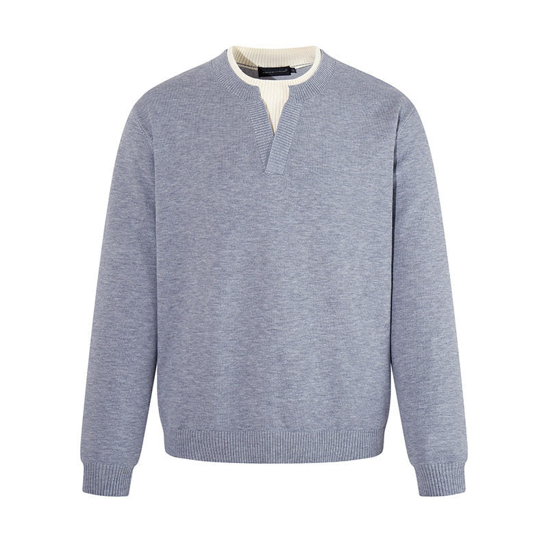 Herren Feinstrick-Pullover mit V‑Schlitzkragen und Rippabschluss Echoarchiv