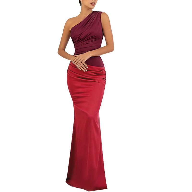 Damen elegantes Maxikleid mit asymmetrischem Oberteil und fließendem Saum Echo Archiv