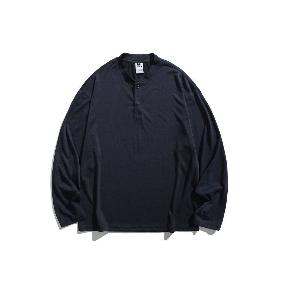 Unisex Langärmeliges Henleyshirt mit kurzer Knopfleiste und relaxed Fit Echoarchiv