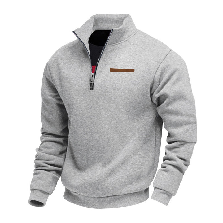 Herren nan Halbzip-Sweatshirt aus schwerem Fleece mit Stehkragen und verdeckter Brusttasche Echo Archiv