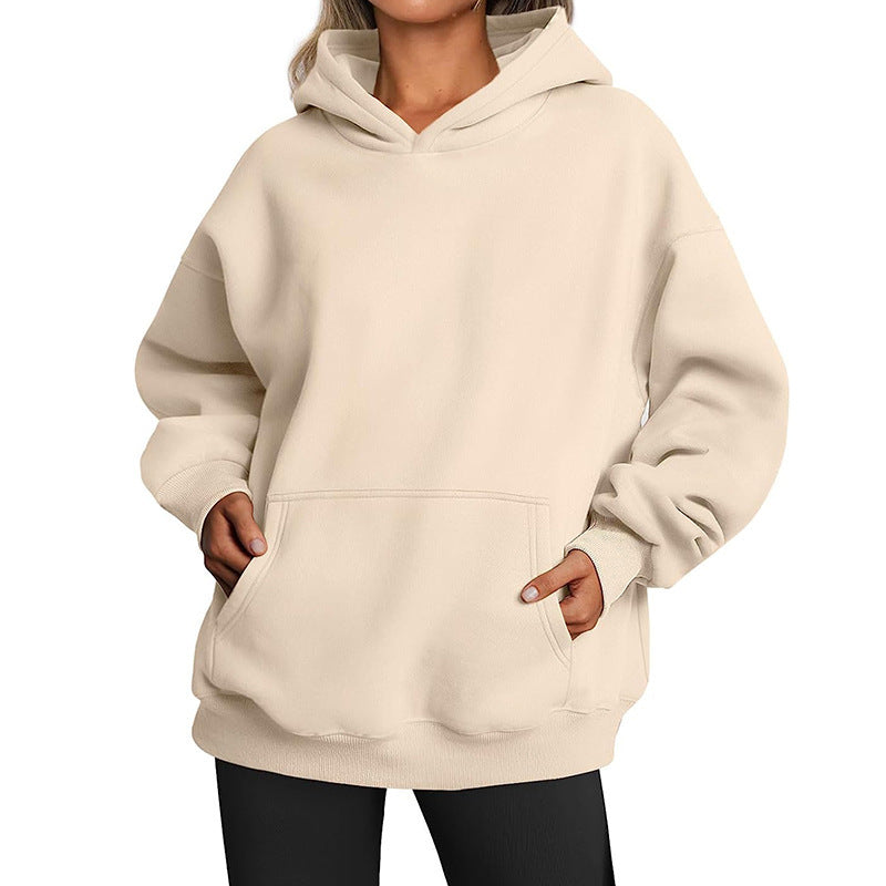 Damen nan Oversize-Kapuzenpullover mit verlängertem Rückenteil, innen angerautem Fleece und Kängurutasche Echo Archiv