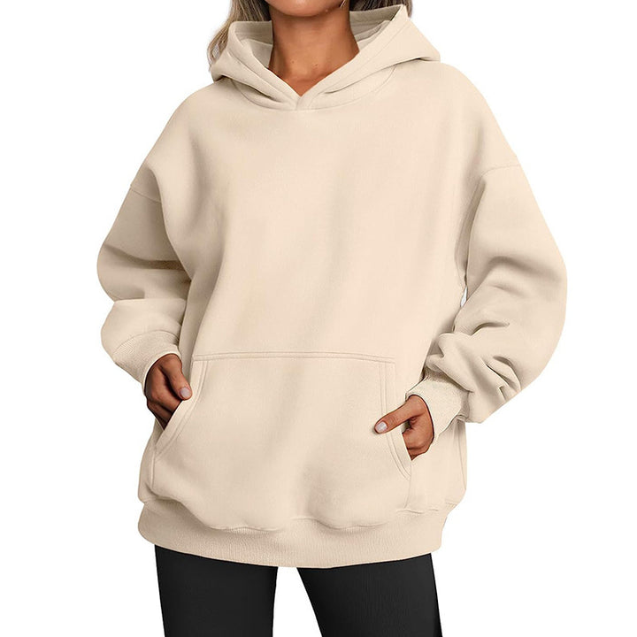 Damen nan Oversize-Kapuzenpullover mit verlängertem Rückenteil, innen angerautem Fleece und Kängurutasche Echo Archiv