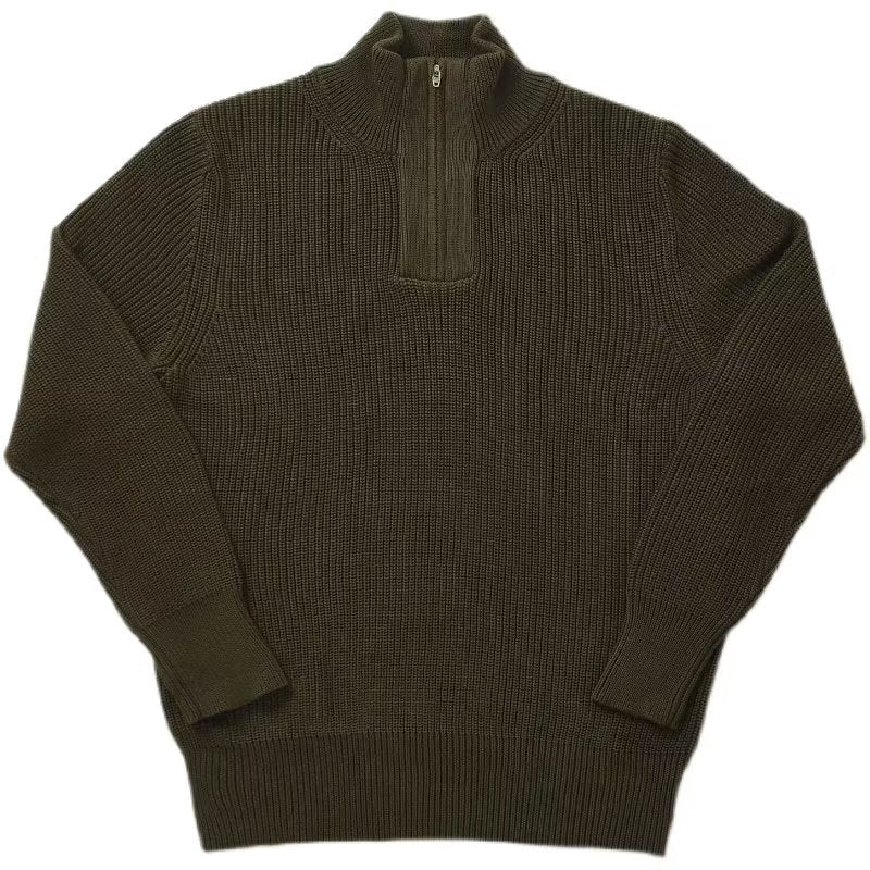 Herren Grobgerippter Halbzip-Strickpullover mit Stehkragen Echoarchiv