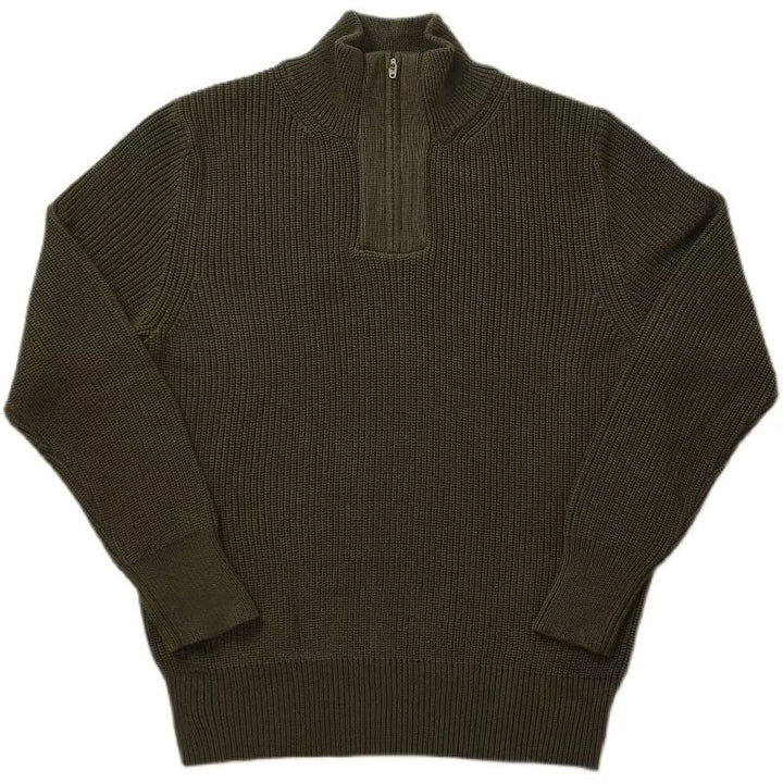 Herren Grobgerippter Halbzip-Strickpullover mit Stehkragen Echoarchiv