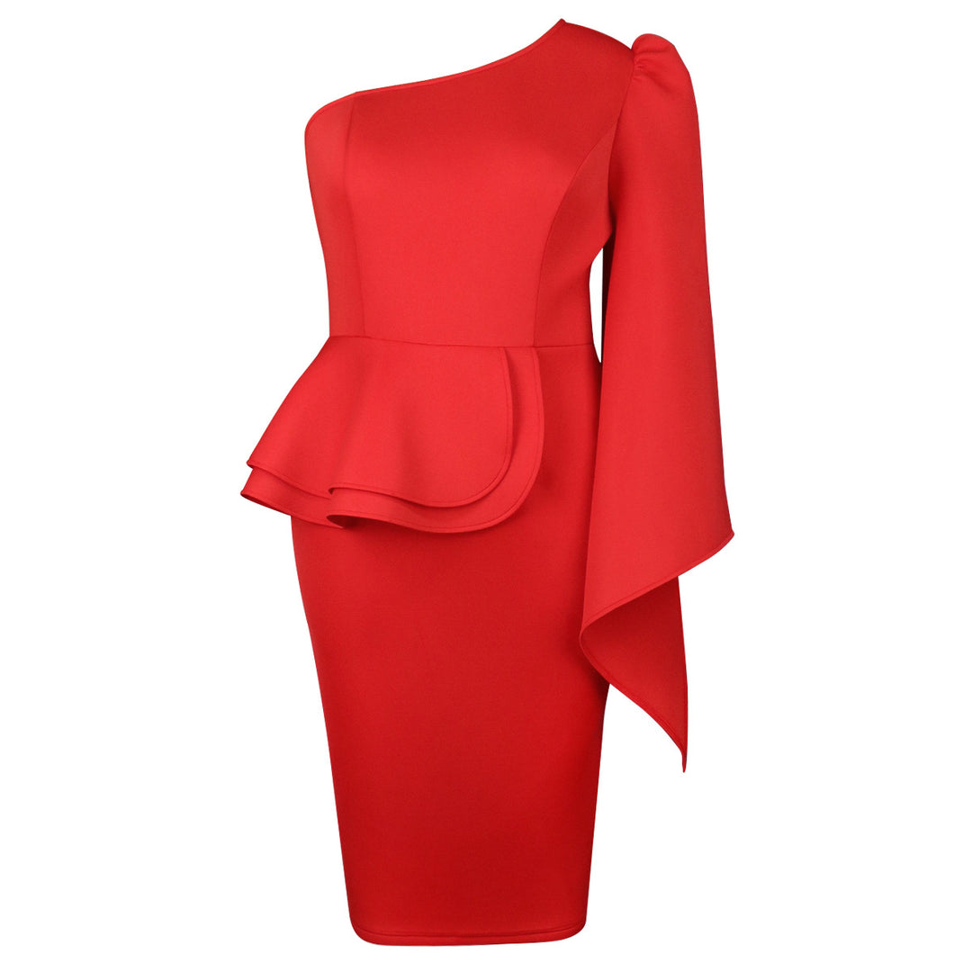 Damen Elegantes Abendkleid mit asymmetrischem Design und Volant Echo Archiv