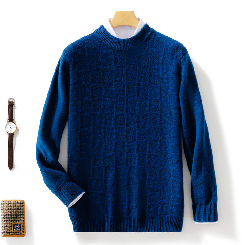 Herren Feiner Rollkragenpullover mit dezenter Quadratstruktur aus Kaschmir‑Mix Echoarchiv