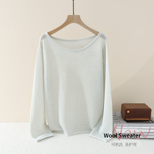 Damen Lockerer Feinstrick-Pullover mit U-Boot-Ausschnitt und Waffelstruktur Echo Archiv