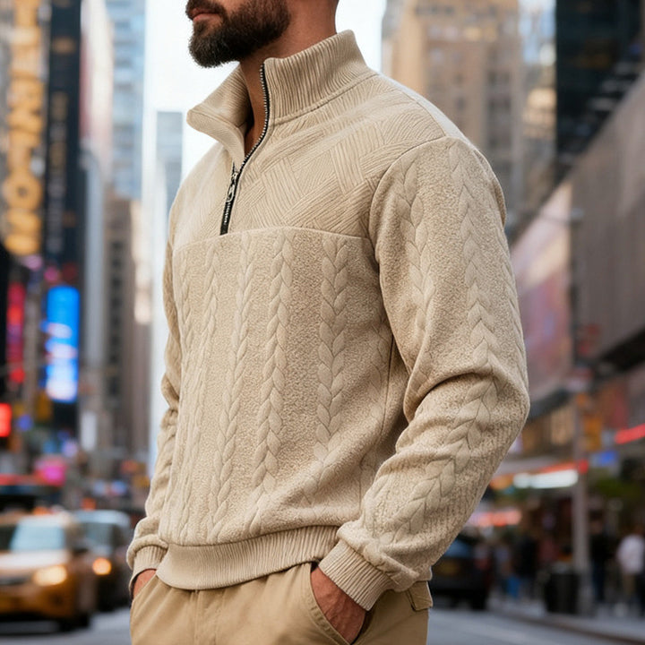 Herren Fleece-Pullover mit hohem Kragen und Reißverschluss Echoarchiv