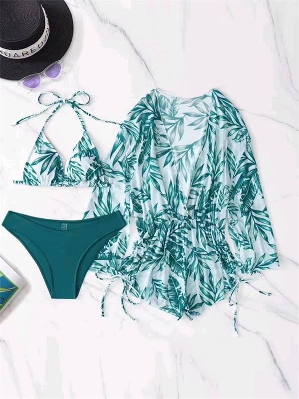 Damen Badeset mit transparentem Kimono und modischen Bikini Echo Archiv