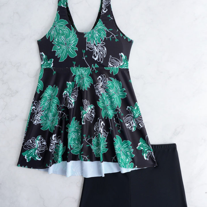 Damen Tankini mit floralem Wickeldesign und bequemen Shorts Echo Archiv