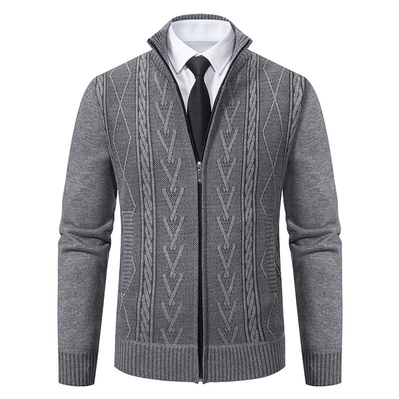 Herren Strickjacke mit Zopfmuster und durchgehendem Reißverschluss Echoarchiv