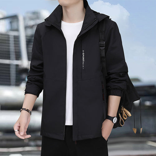 Herren leichte winddichte Sport-Hoodiejacke mit Kapuze, atmungsaktivem Material und verdecktem Reißverschluss Echoarchiv