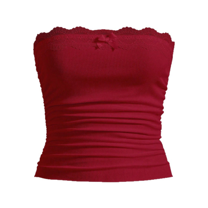 Damen Bandeau-Oberteil mit Spitzenbesatz und figurbetontem Schnitt Echo Archiv