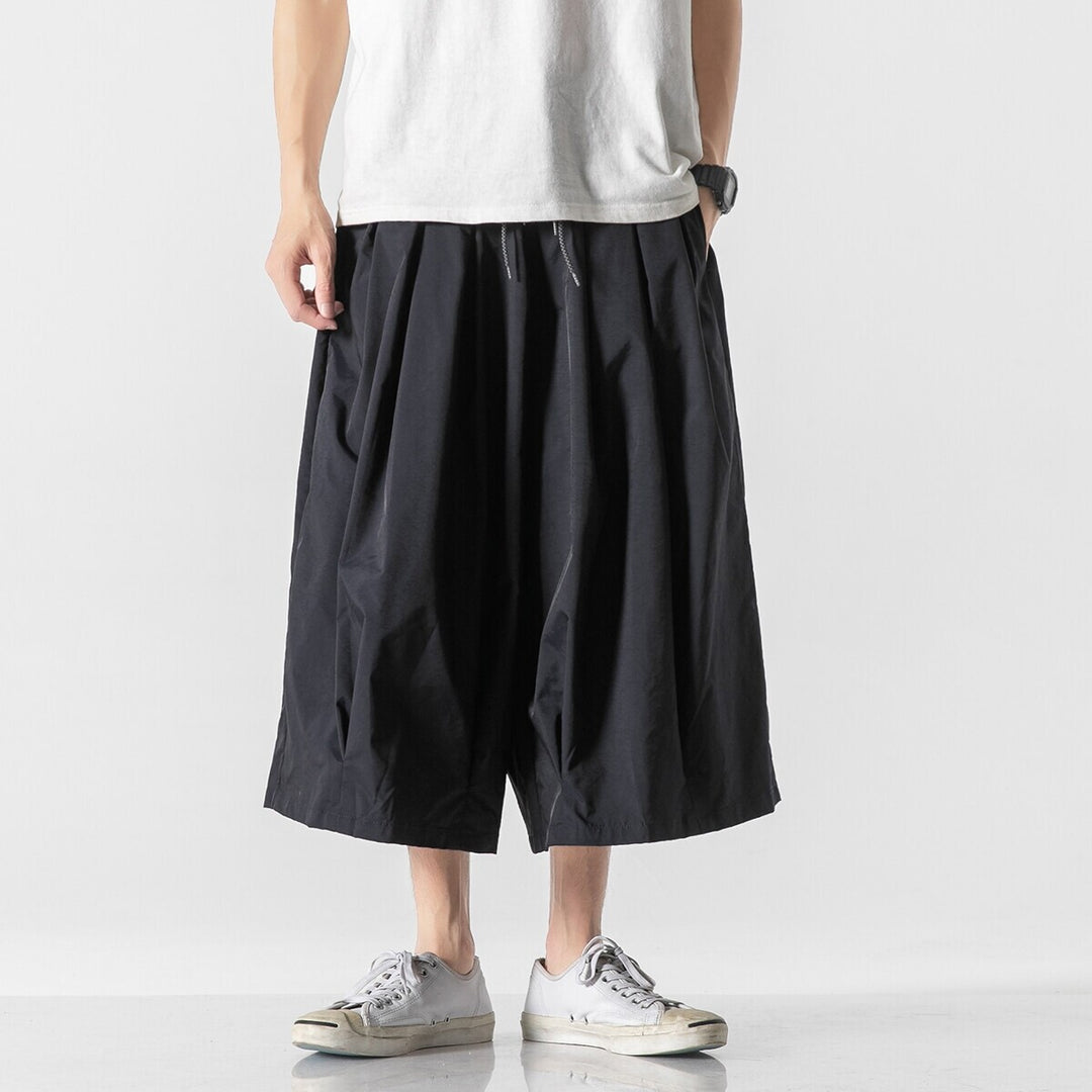 Herren Weit geschnittene Culotte-Loungehose mit tiefem Schritt und elastischem Tunnelzug Echo Archiv