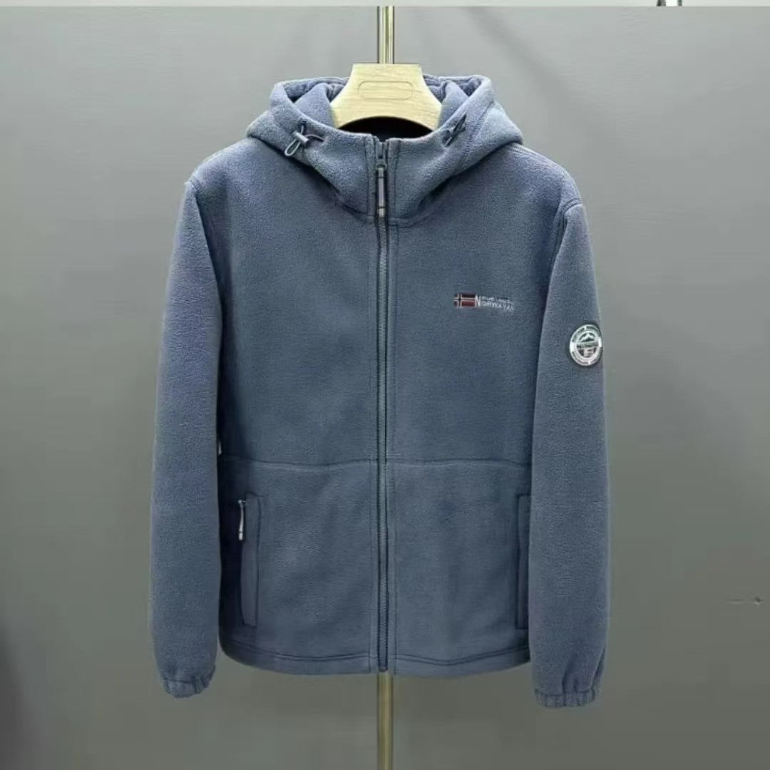 Herren Warme Fleece-Kapuzenjacke mit Sherpa-Futter, Windschutz & Reißverschlusstaschen Echo Archiv