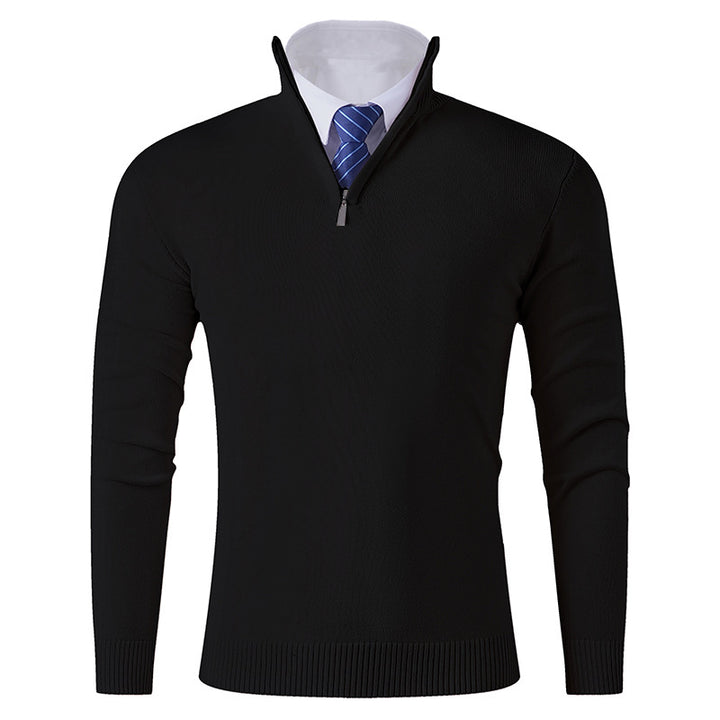Herren eleganter Stehkragenpullover mit Reißverschluss Echoarchiv