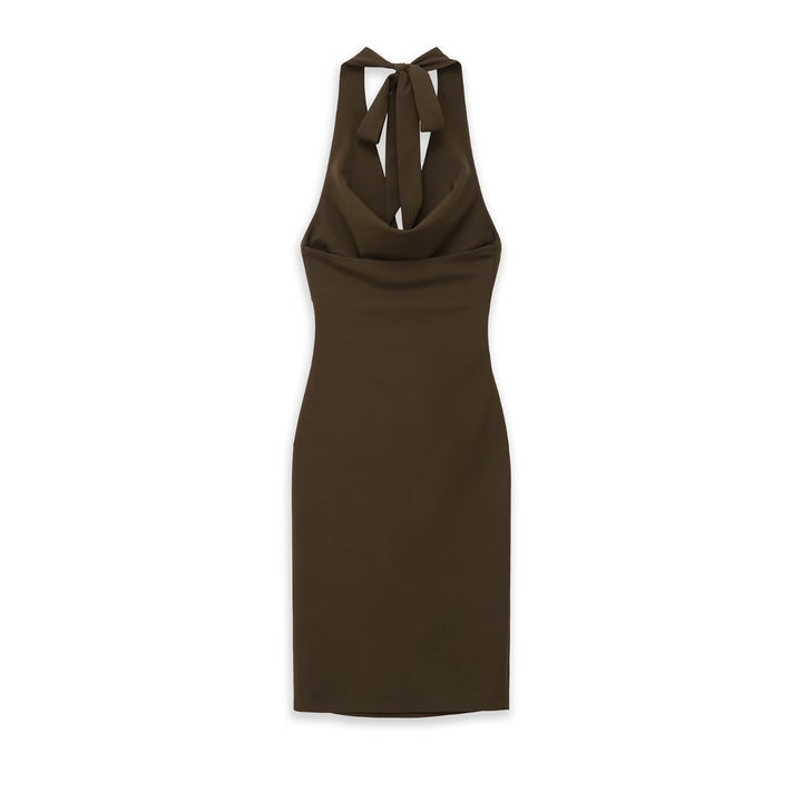 Damen Midikleid mit Neckholder, Wasserfall‑Cowl‑Ausschnitt und seitlicher Raffung Echo Archiv