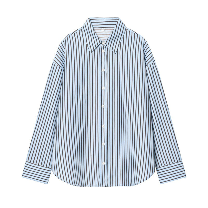 Damen Oversize-Hemd mit vertikalem Streifenmuster und Kentkragen Echo Archiv
